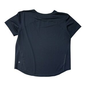 Lululemon Black Mesh Athletic Top Reflective Logo Breathable Running